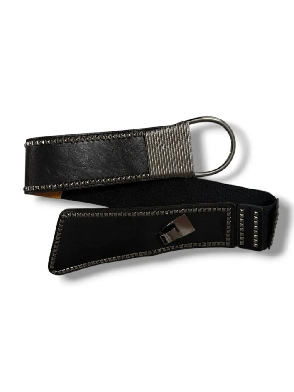 Black Leather Studded Wide Waist Belt NWT